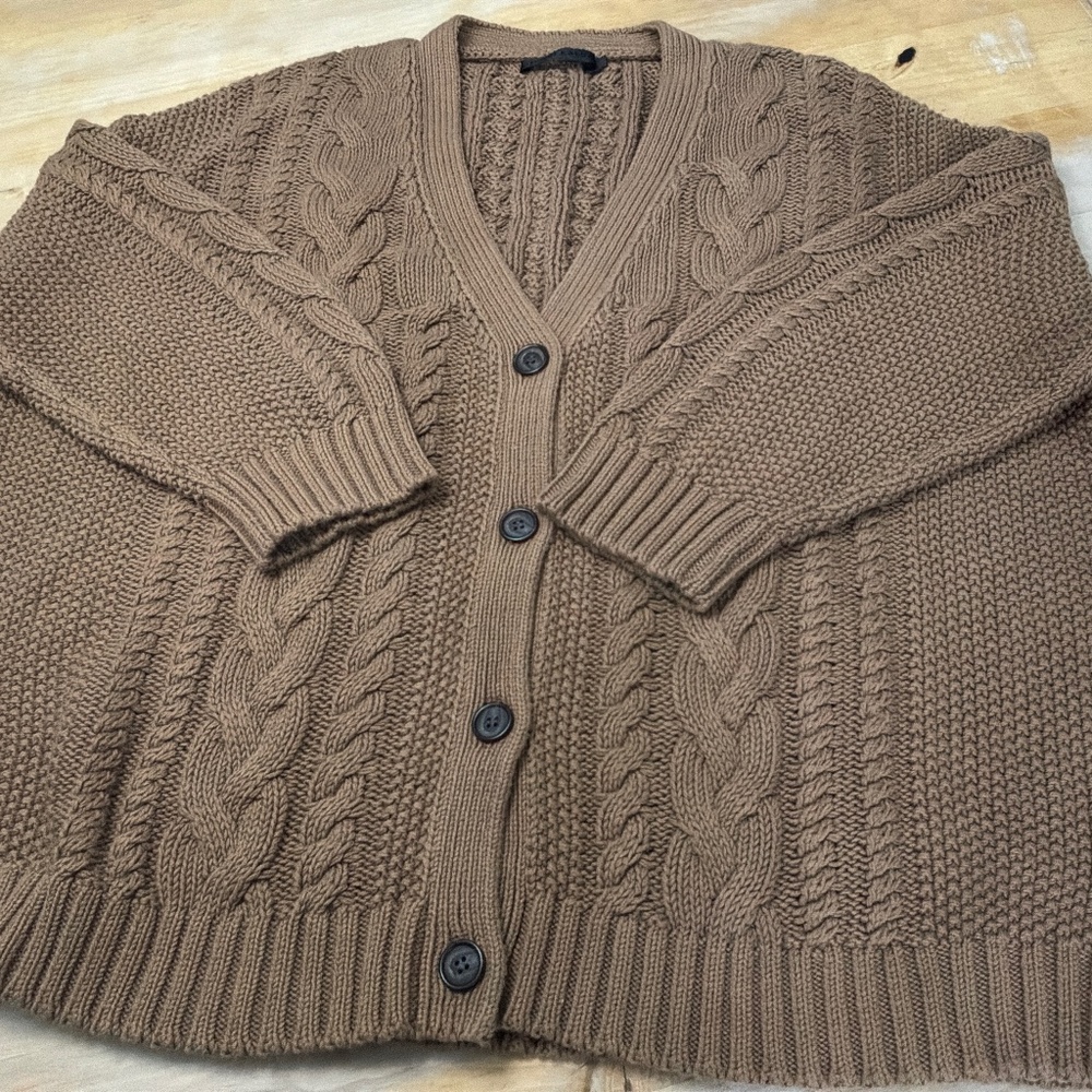 JENNI KAYNE COTTON CABLE CARDIGAN - Picture 1 of 7